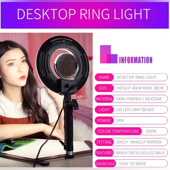 8-inch LED Selfie Ring Light for Phone Video Shooting Makeup YouTube Portrait - Picture 6 of 8